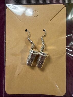 Cute Silver Starbucks Coffee Cup Earrings